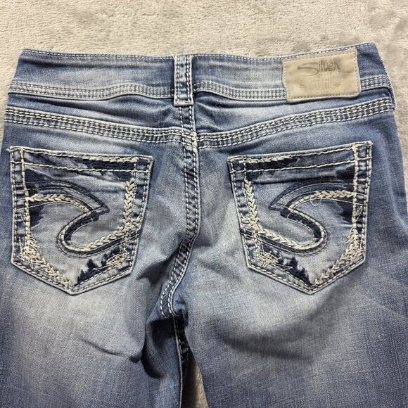 Silver Jeans Suki Capri Womens 26 Mid Rise Stretch Denim Embroidered Pockets Jea - Picture 3 of 11